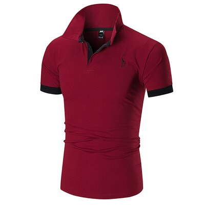Summer thin short-sleeved men embroidered deer Polo shirt casual fashion stitching men T-shirt