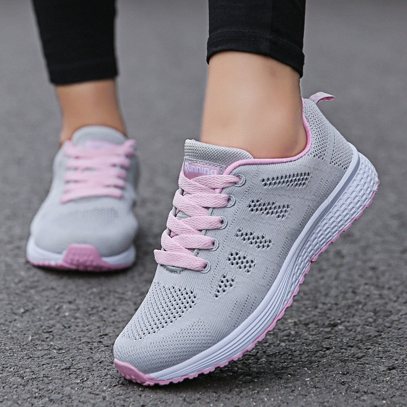 Breathable Walking Mesh Flat Sneakers Women