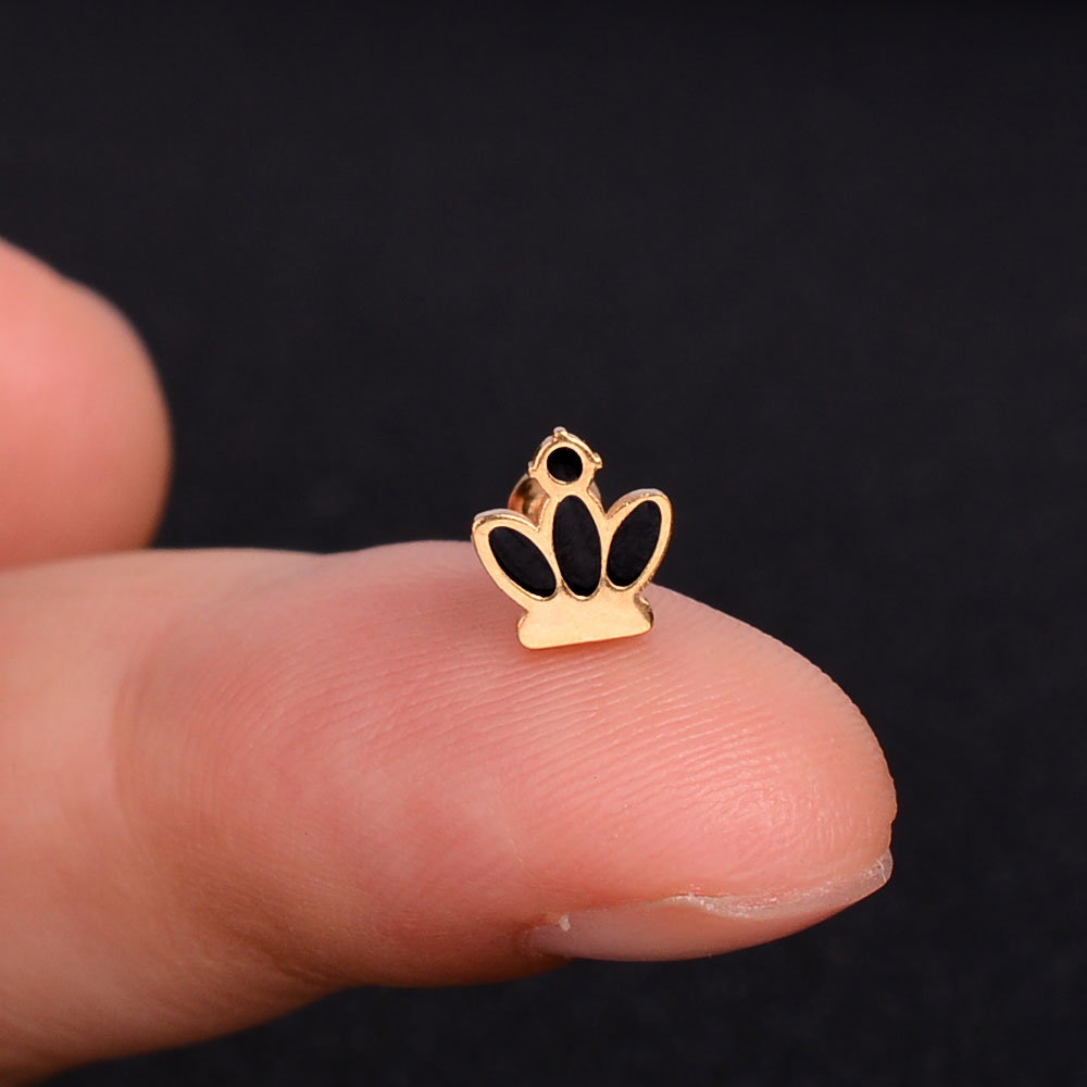 1Pcs Mini Stainless Steel Ear Tragus Cartilage Helix Piercing Butterfly Daisy Crown Snowflake Star Cross Enamel Studs Earring