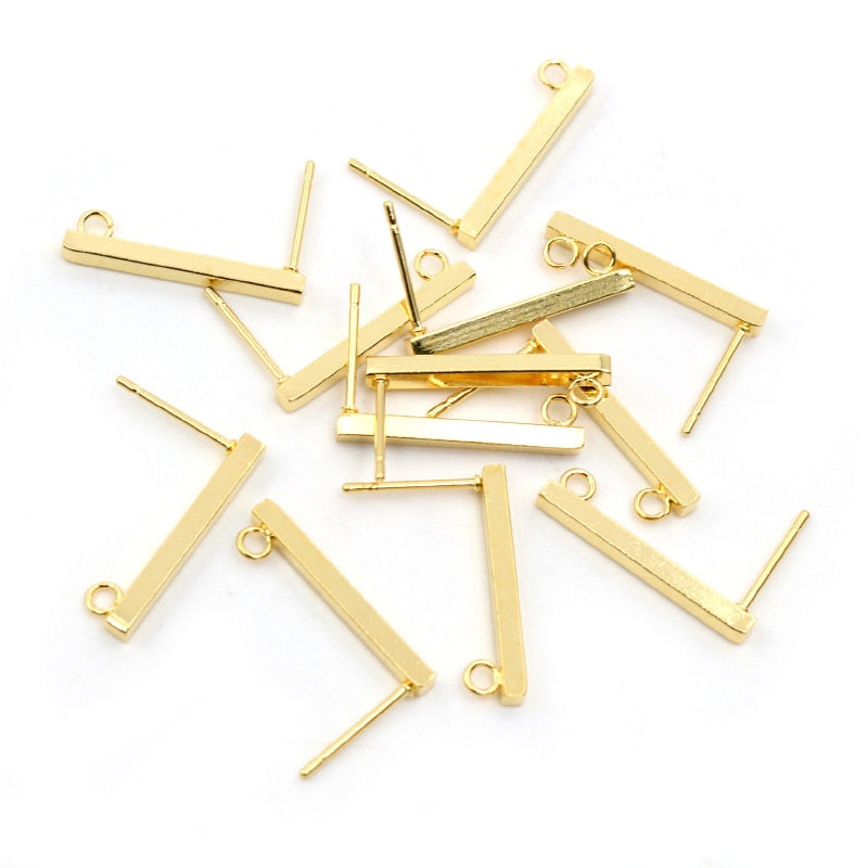 20pcs 10 15 20mm 316 Stainless Steel Earring Hooks Bar Tube Stud Earrings Ear Wires Connector DIY Jewelry Making Findings