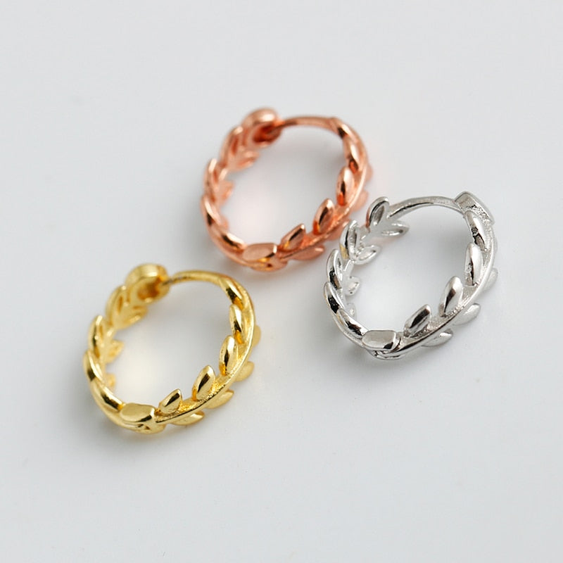 WANTME 925 Sterling Silver Minimalist 18k Gold Plated Leaf Stud Earrings for Women Charm Teen Party Jewelry Ear Buckle Female