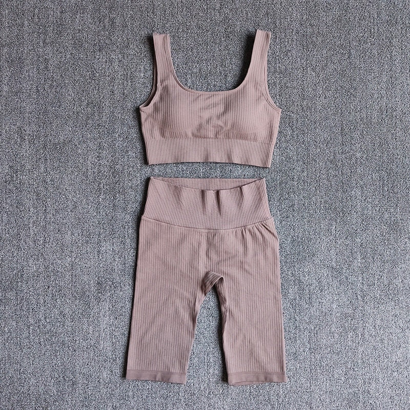 WAREBALL Seamless Women Yoga Set Sports Bra Sports Shorts Fitness Wear Outfit 2 Piece Gym Yoga Sets Workout Suits