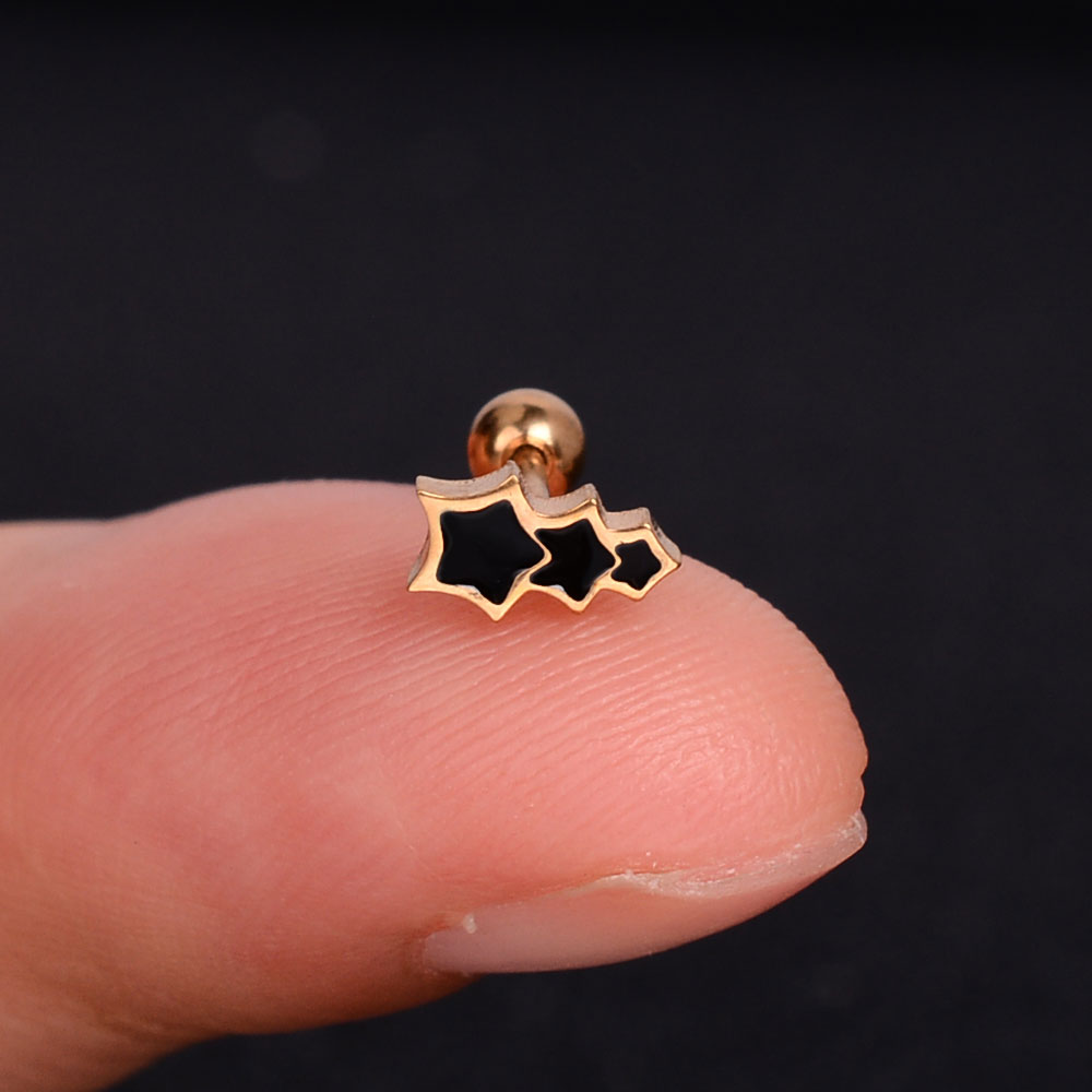 1Pcs Mini Stainless Steel Ear Tragus Cartilage Helix Piercing Butterfly Daisy Crown Snowflake Star Cross Enamel Studs Earring