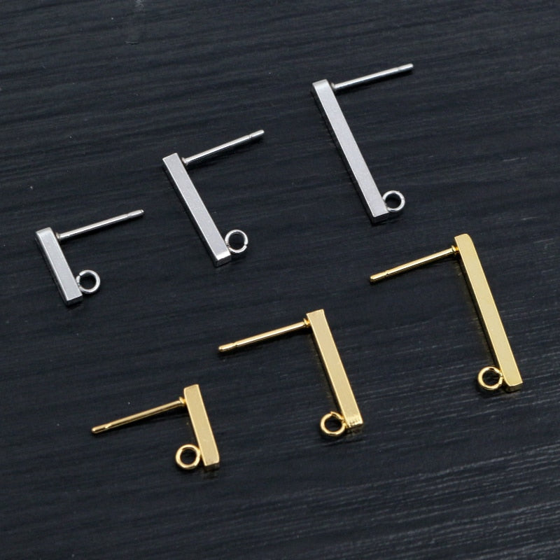 20pcs 10 15 20mm 316 Stainless Steel Earring Hooks Bar Tube Stud Earrings Ear Wires Connector DIY Jewelry Making Findings