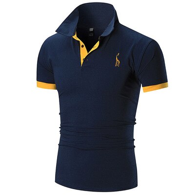 Summer thin short-sleeved men embroidered deer Polo shirt casual fashion stitching men T-shirt