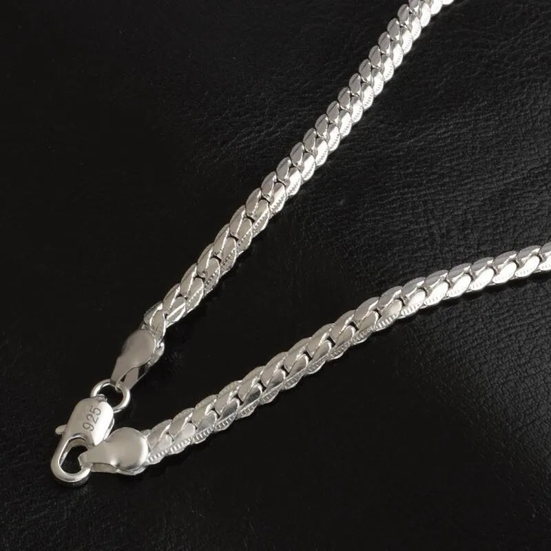 Necklace 5mm 50cm Men Jewelry Wholesale New Fashion 925 stamp silver color Big Long Wide Tendy Male Full Side Chain For Pendant