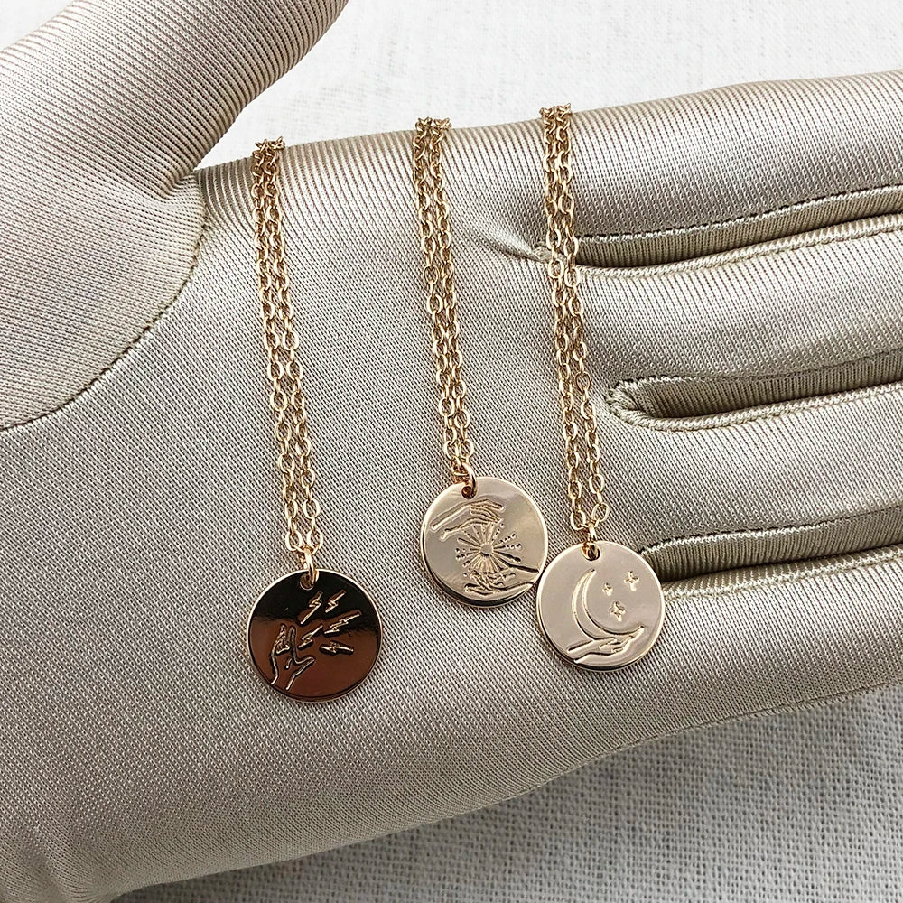 Mystic Vollmond Disk Necklace Jewelry Gift For Women 15mm, 18 inch