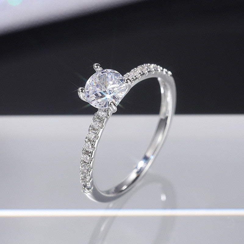 Classic Wedding Band Finger Ring for Female 925 Sterling Silver High Class AAA Zircon Stones Charming Party Jewellery