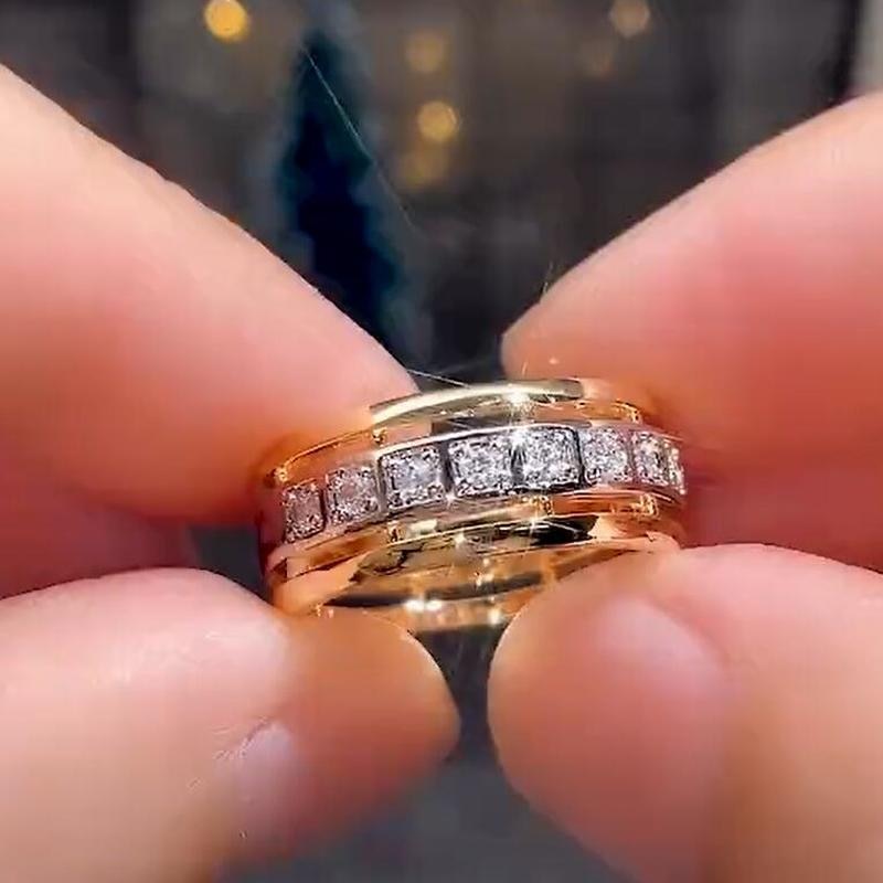 CAOSHI Trendy Female Wedding Bands with Two Tone Design Fashionable Design Engagement Ceremony Accessories Promise Jewelry Gift