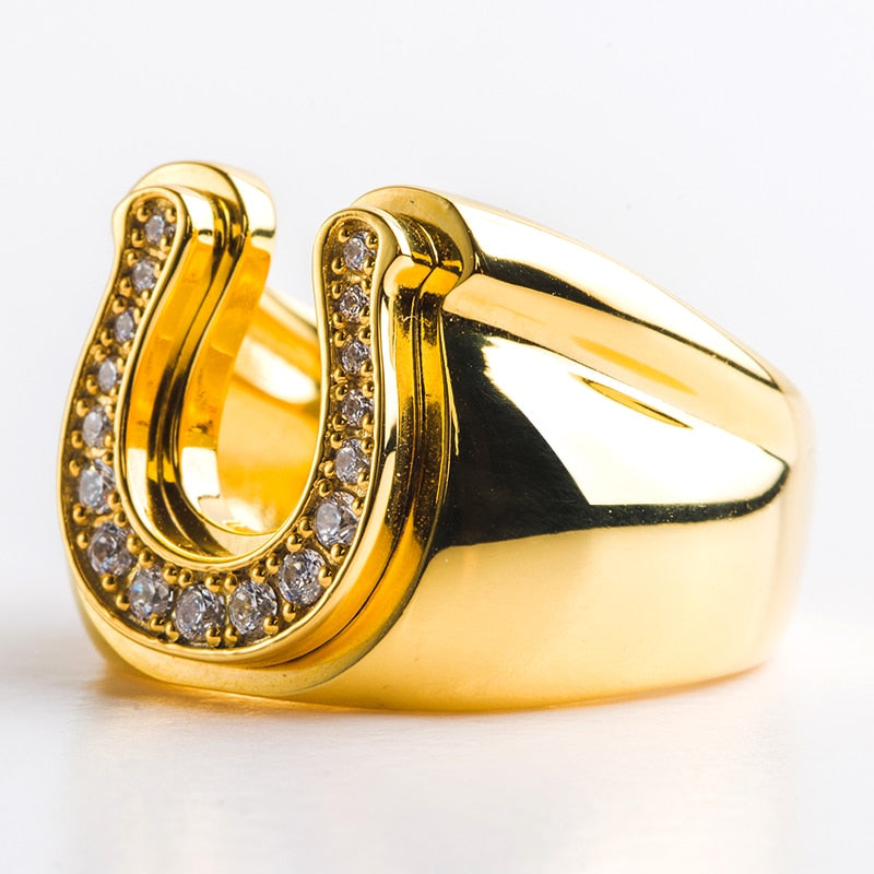 Luxury Micro Set Zircon Crown Rings for Men Women Gold Color Ring Party Banquet Jewelry Gift