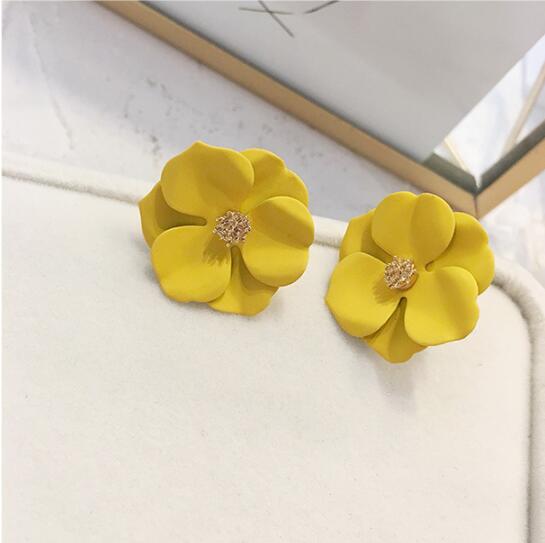 New Korean Style Spray Paint Big Flower Stud Earrings For Women Fashion Summer Elegant Sweet Ear Jewelry Accessories Brincos