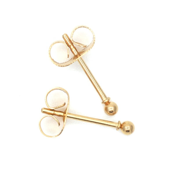 Gold -cololr Small Balls 2mm to 8mm Stud Earrings 316l Stainless Steel Earring IP Plating No Fade Allergy Free