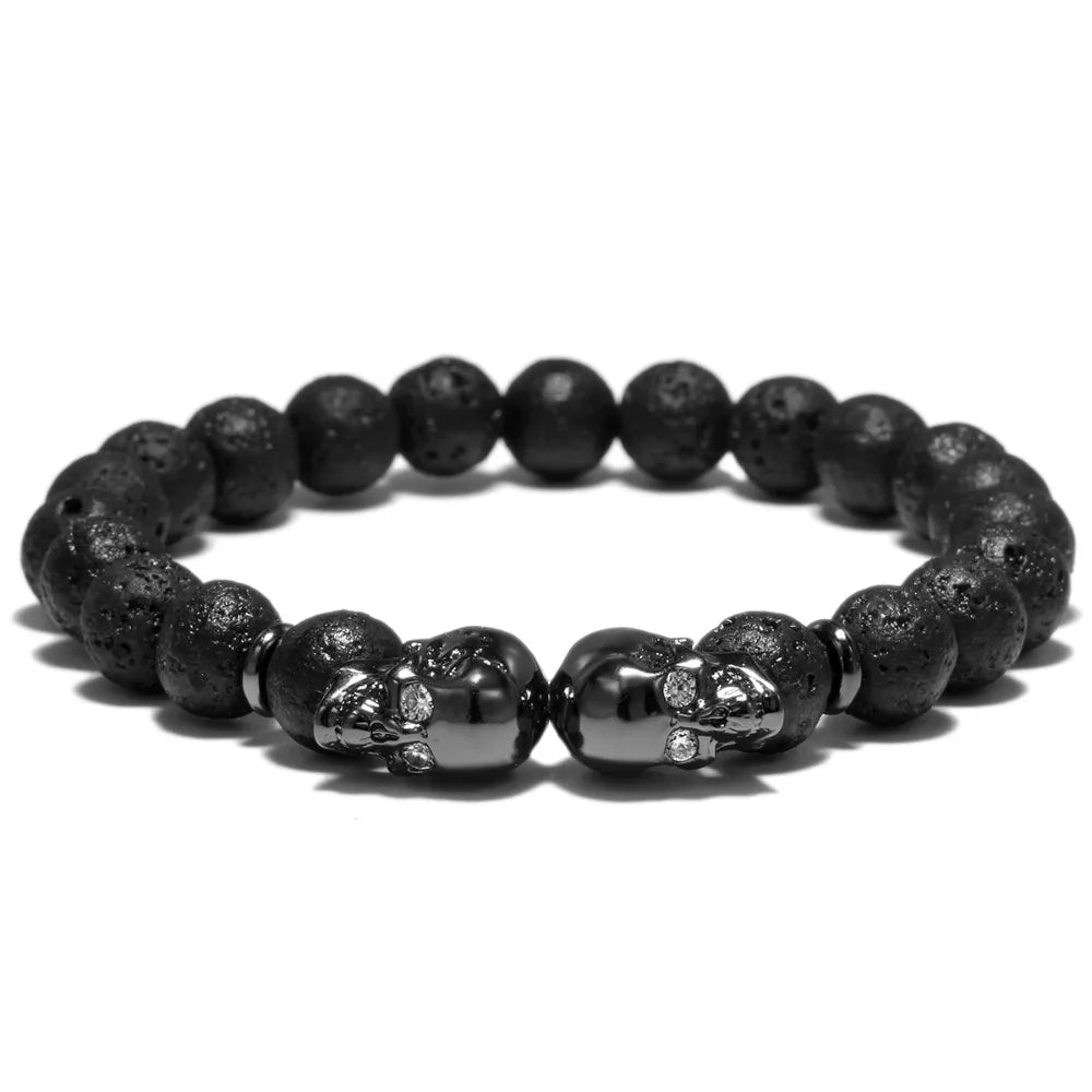 Double Skull Stone Bead Bracelet - Jeglowstore