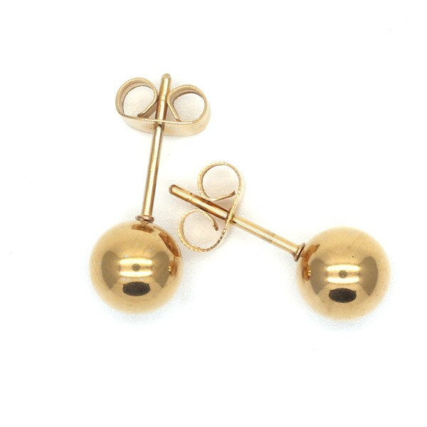 Gold -cololr Small Balls 2mm to 8mm Stud Earrings 316l Stainless Steel Earring IP Plating No Fade Allergy Free