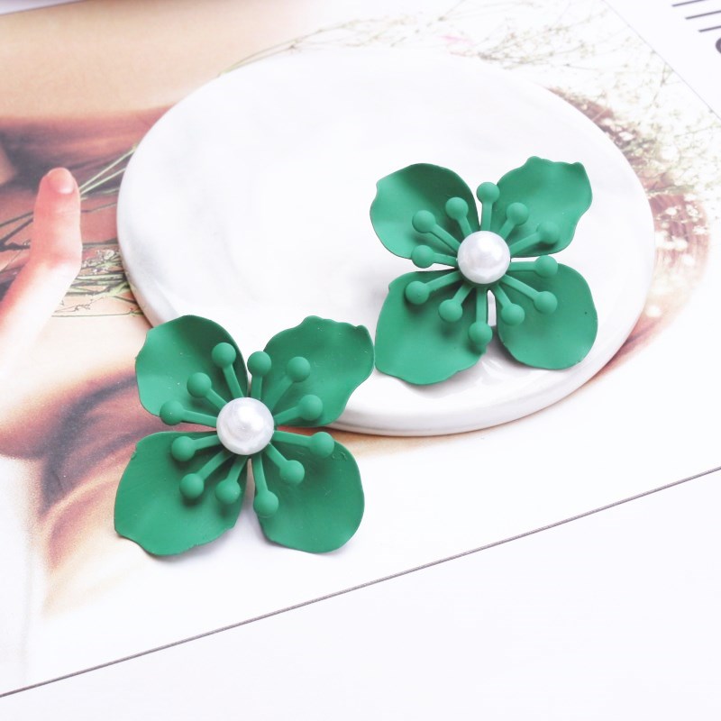 New Korean Style Spray Paint Big Flower Stud Earrings For Women Fashion Summer Elegant Sweet Ear Jewelry Accessories Brincos
