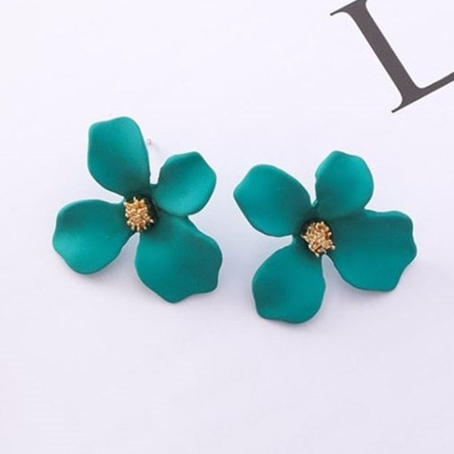 New Korean Style Spray Paint Big Flower Stud Earrings For Women Fashion Summer Elegant Sweet Ear Jewelry Accessories Brincos
