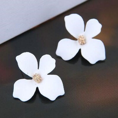 New Korean Style Spray Paint Big Flower Stud Earrings For Women Fashion Summer Elegant Sweet Ear Jewelry Accessories Brincos
