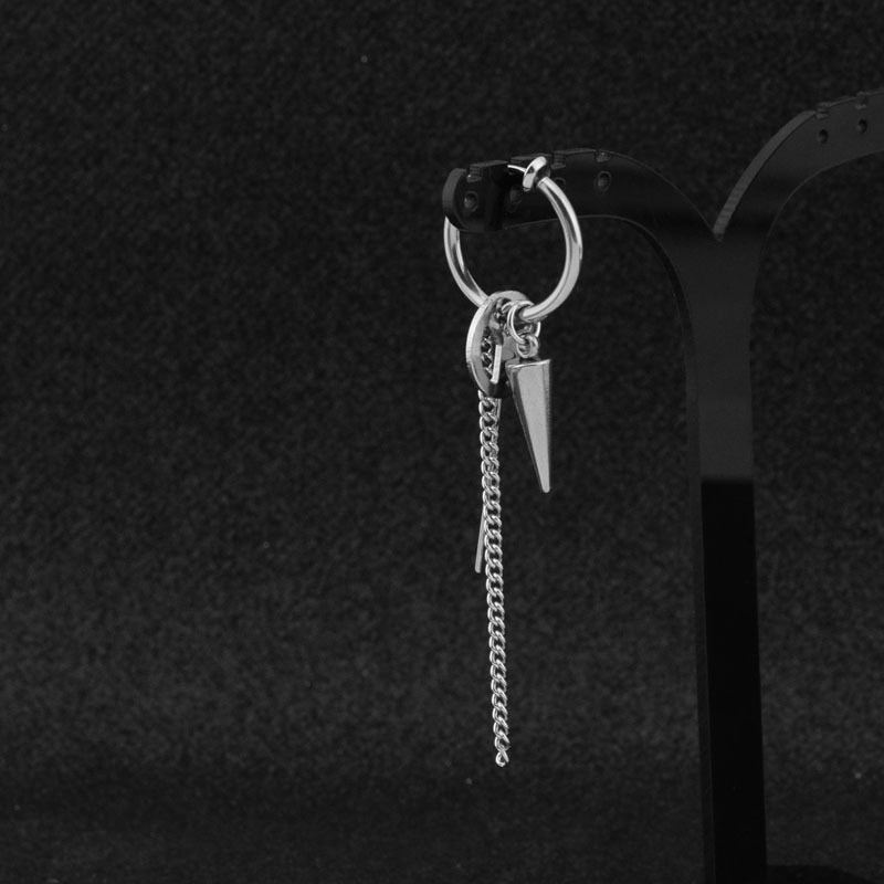 Punk Earring Mens Single Spike Stainless Steel Cross Stud Earring Guys Jewelry Rock Hip Hop Grunge Punk Dagger Ear Clip Unisex