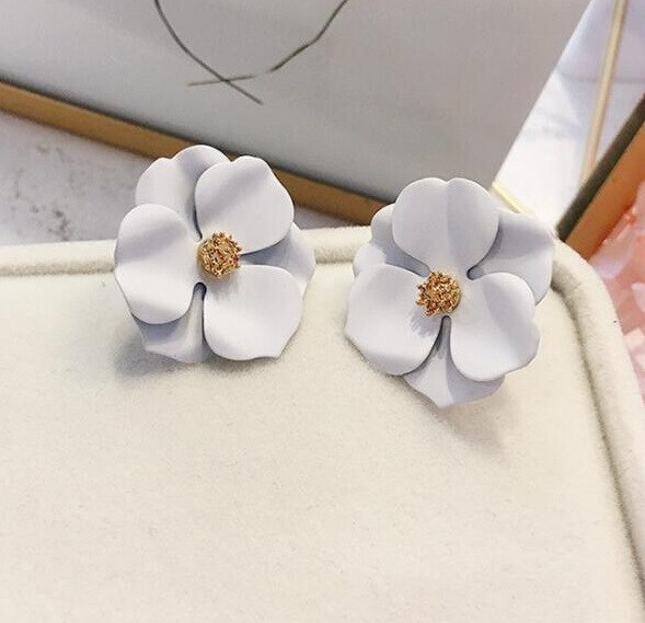 New Korean Style Spray Paint Big Flower Stud Earrings For Women Fashion Summer Elegant Sweet Ear Jewelry Accessories Brincos