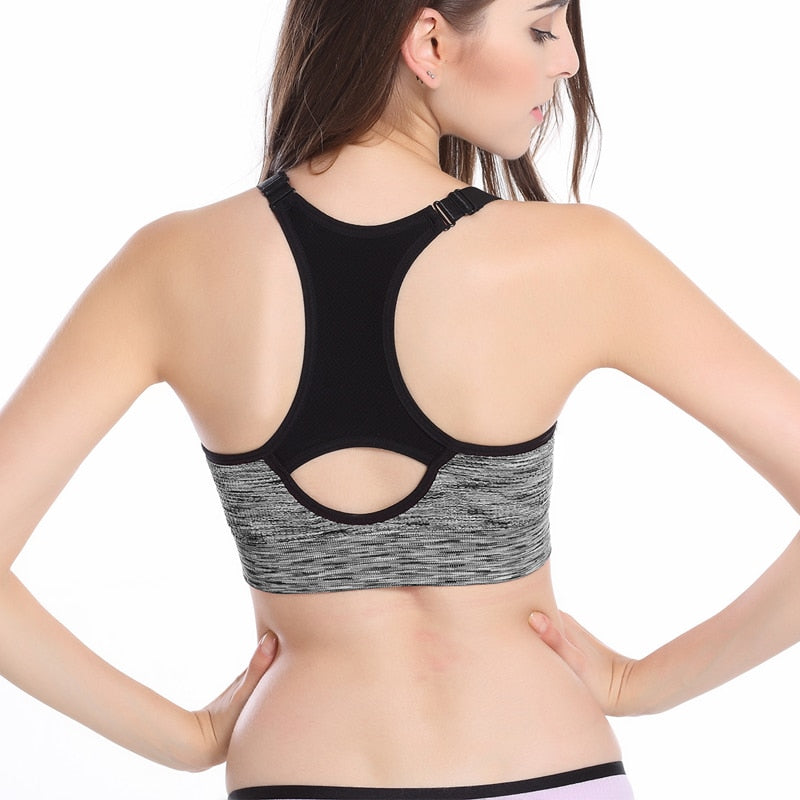 WANAYOU Women Sports Bra,Adjustable Spaghetti Strap Padded Top For Fitness Running Gym Athletic,Seamless Yoga Sports Bra Top