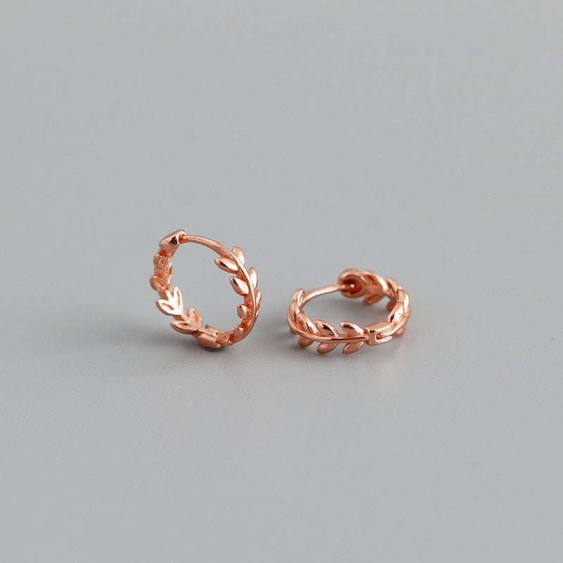 WANTME 925 Sterling Silver Minimalist 18k Gold Plated Leaf Stud Earrings for Women Charm Teen Party Jewelry Ear Buckle Female