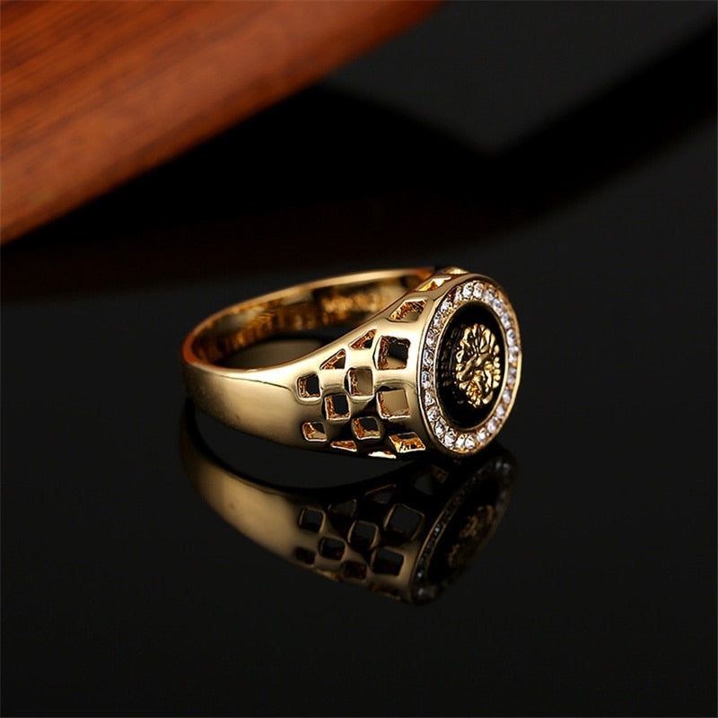 NurmWung Korean Creative Medusa Ring for Men Inlaid With Zircon Fashion Domineering Rings Female Punk Style Jewelry Gifts
