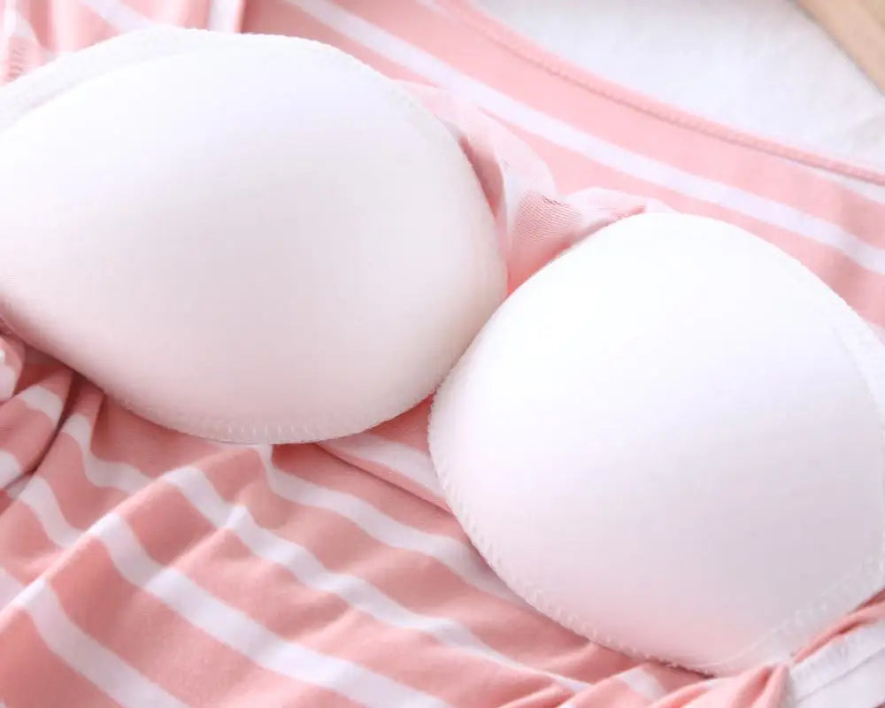 Fdfklak Casual Loose Pajamas for Women Long Sleeve Autumn Winter Pijamas Womens Sleepwear Bra pad Stripe Ladies Set Pyjama Femme