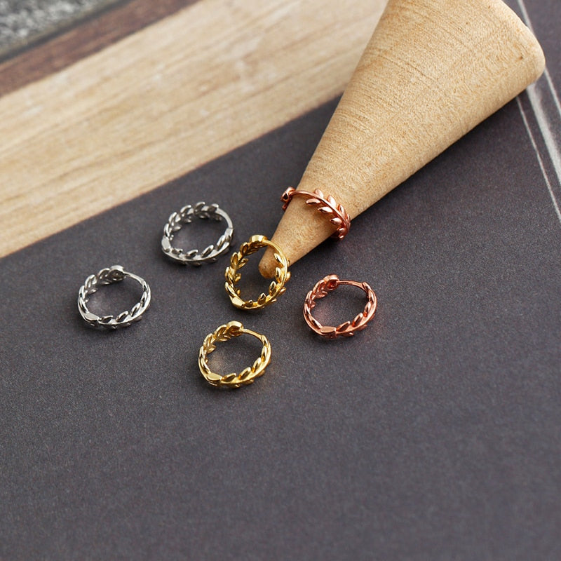 WANTME 925 Sterling Silver Minimalist 18k Gold Plated Leaf Stud Earrings for Women Charm Teen Party Jewelry Ear Buckle Female