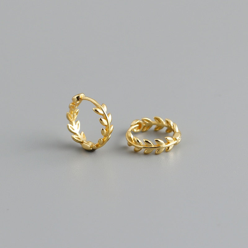 WANTME 925 Sterling Silver Minimalist 18k Gold Plated Leaf Stud Earrings for Women Charm Teen Party Jewelry Ear Buckle Female