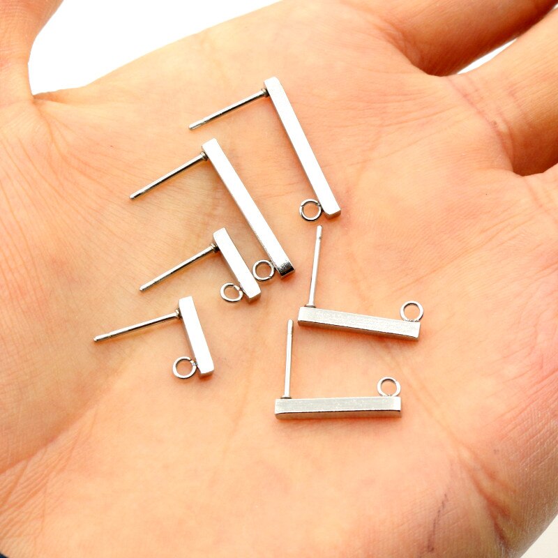 20pcs 10 15 20mm 316 Stainless Steel Earring Hooks Bar Tube Stud Earrings Ear Wires Connector DIY Jewelry Making Findings