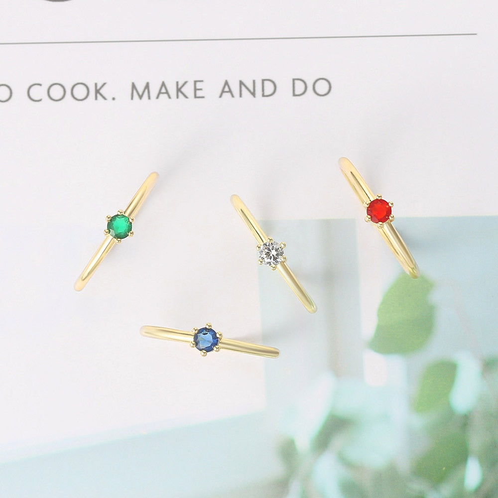 Thin Dainty Stacking Rings For Women Elegant Mini 3 Color Crystal Zircon Tiny Eternity Stacking Ring Fashion Jewelry KCR065