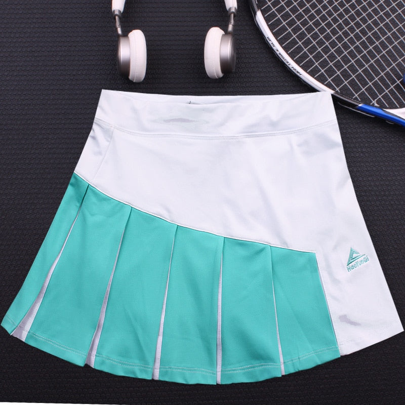 Girls Tennis Skorts with Built In Short , Top Quality Patchwork Thick Material Athletic Yoga Badminton Skirt Women Tennis Shorts