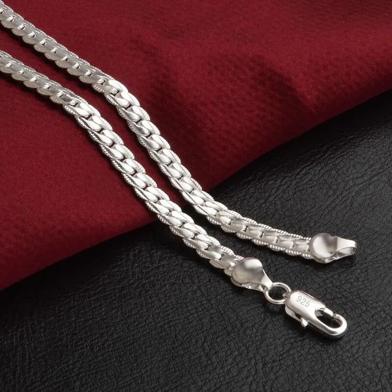 Necklace 5mm 50cm Men Jewelry Wholesale New Fashion 925 stamp silver color Big Long Wide Tendy Male Full Side Chain For Pendant