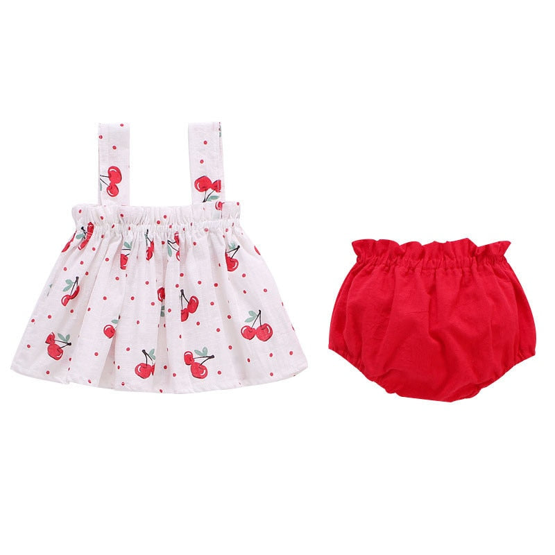 Lawadka Summer Thin Newborn Baby Clothes For Girls Set Print Mini Dress And PP Shorts 2Pcs Set Infant Baby Clothing Outfit 2023