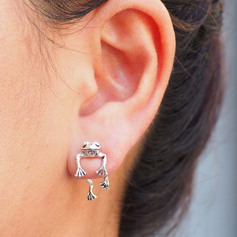 Gothic Green Frog Earrings For Women Girls Fashion Vintage Piercing Ear Studs Aesthetics Y2k Jewelry Accessories Wholesale