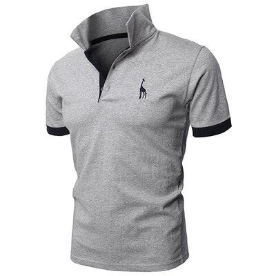 Summer thin short-sleeved men embroidered deer Polo shirt casual fashion stitching men T-shirt