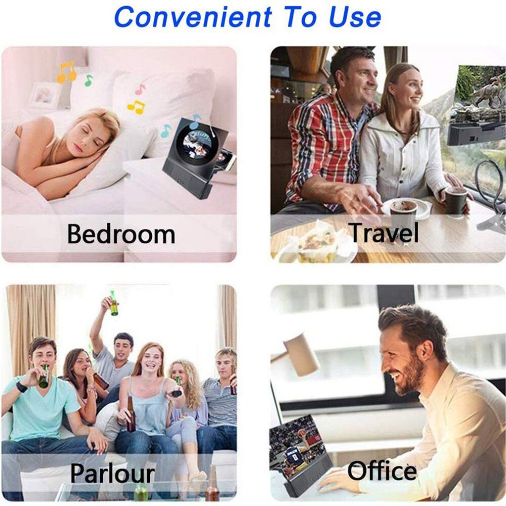 Phone Screen Magnifier With Bluetooth-Compatible Speaker 12-Inch 3D HD Movie Magnifier For iPhone 11 Pro For Samsung Galaxy S9