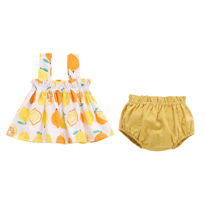 Lawadka Summer Thin Newborn Baby Clothes For Girls Set Print Mini Dress And PP Shorts 2Pcs Set Infant Baby Clothing Outfit 2023
