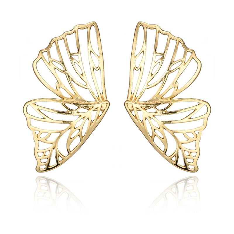 Hot Sale Hollow Big Butterfly Stud Earring for Women Metal Angel Wing Pendant Ear Statement Jewelry Party Christmas Gift