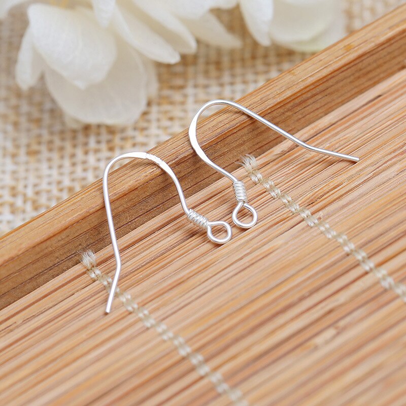 Mibrow 50pcs/lot S925 Sterling Silver Earring Hooks KC Gold Silver Ear Studs Ear Hooks Wire For Earrings Jewelry Making Findings