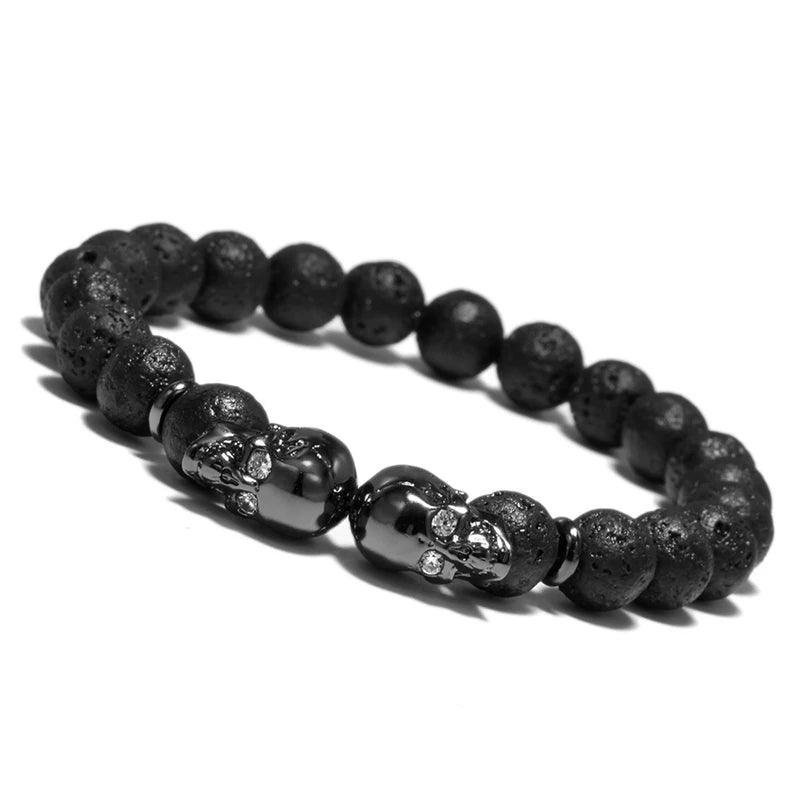 Double Skull Stone Bead Bracelet - Jeglowstore