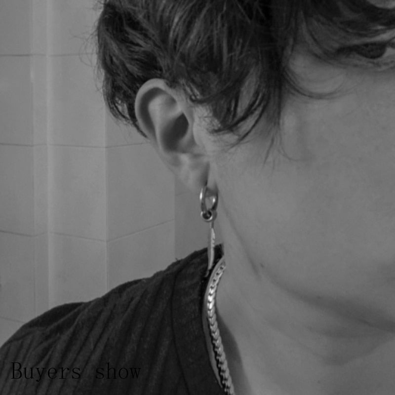 2 Pairs Fashion Cross Feather Stud Earrings Punk Rock Style For Women Men High Quality Stainless Steel Hiphop Ear Jewelry