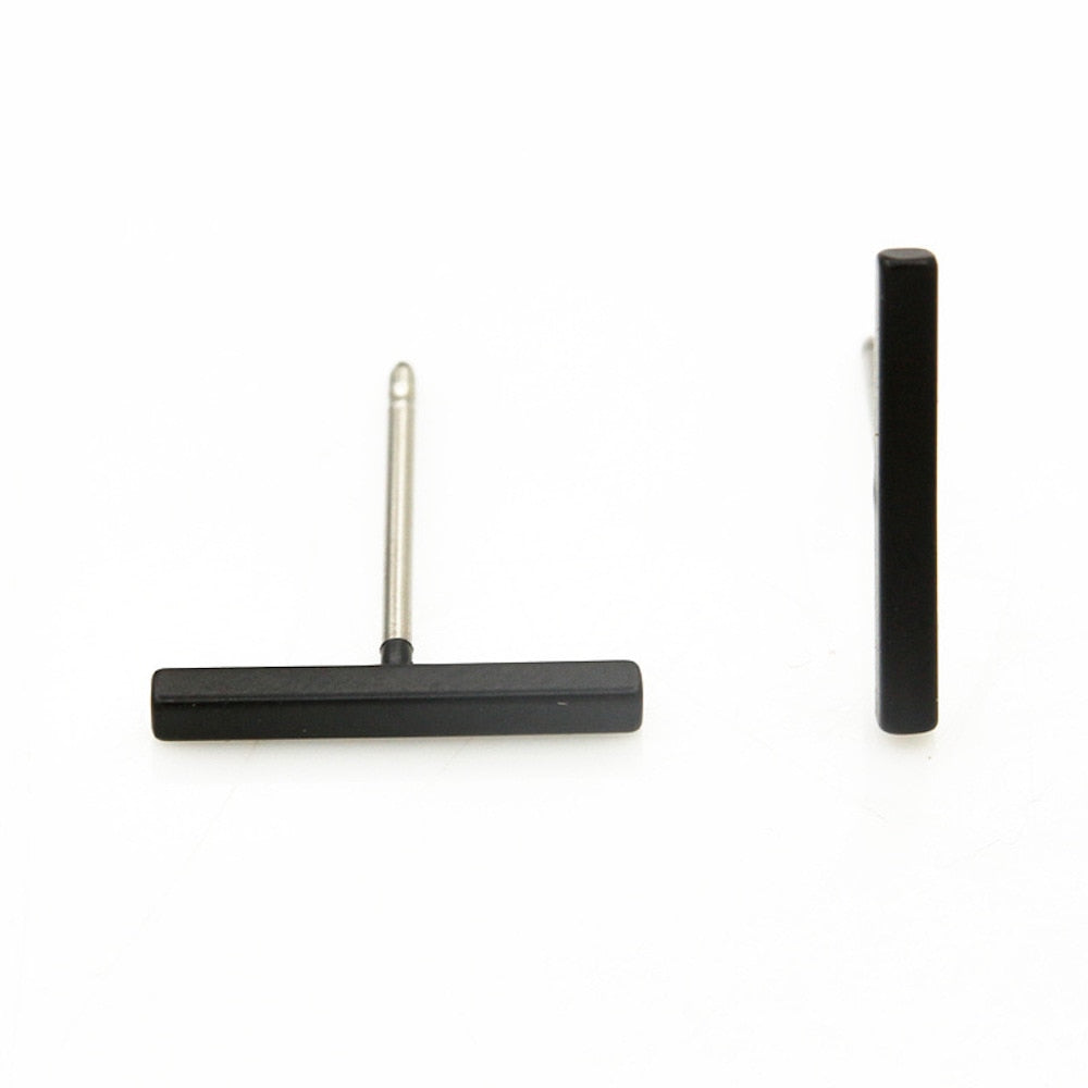 2023 Fashion Gold/Black Color Punk Simple T Bar Earrings For Women Ear Stud Earrings Fine Jewelry Geometry Brincos Bijoux