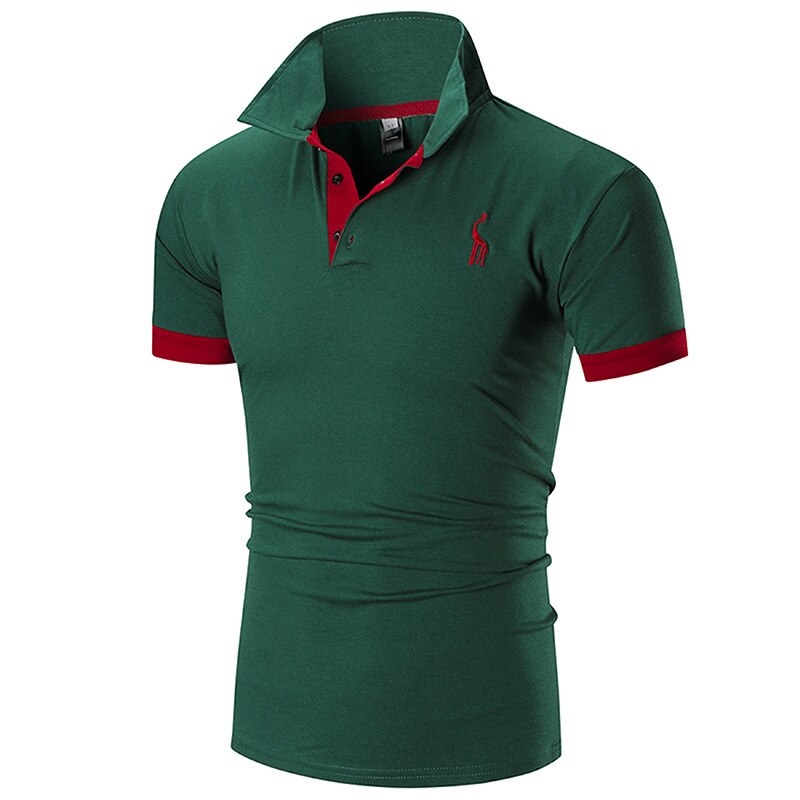 Summer thin short-sleeved men embroidered deer Polo shirt casual fashion stitching men T-shirt