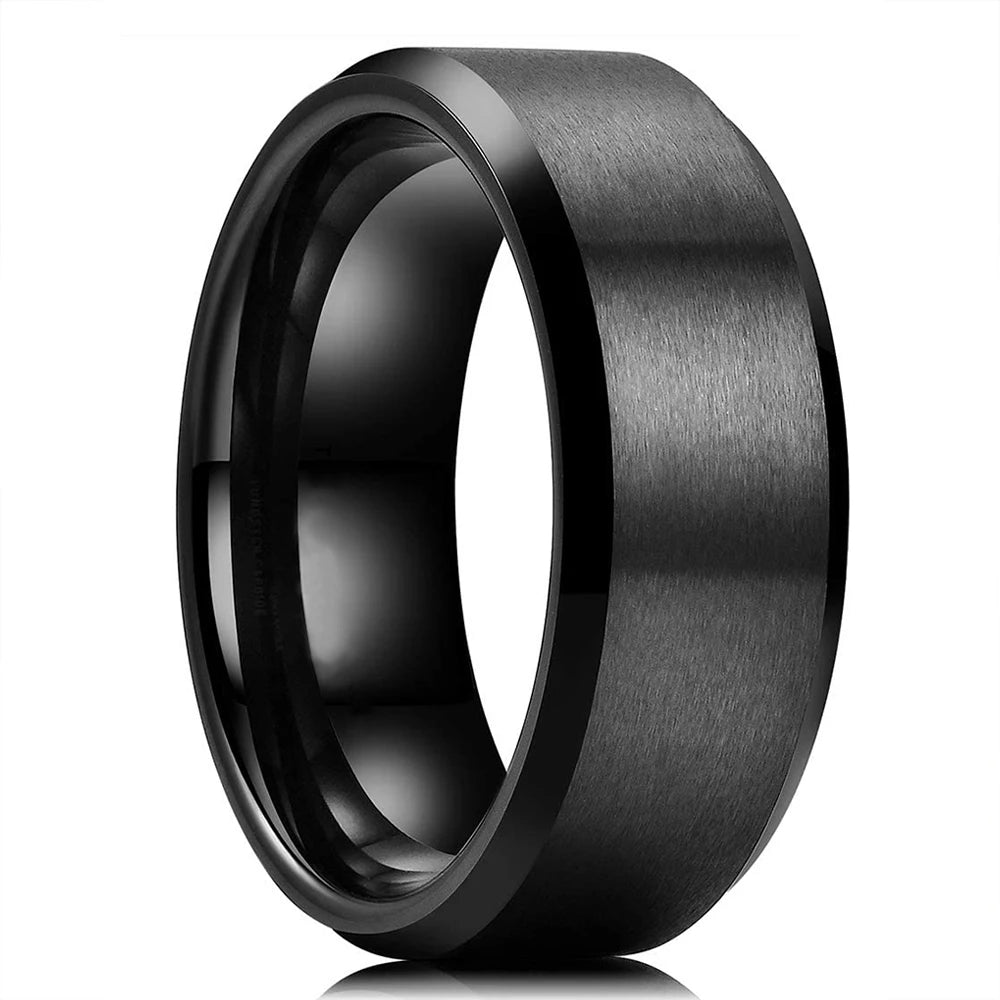 Men’s 8mm Black Titanium Wedding Ring - Jeglowstore