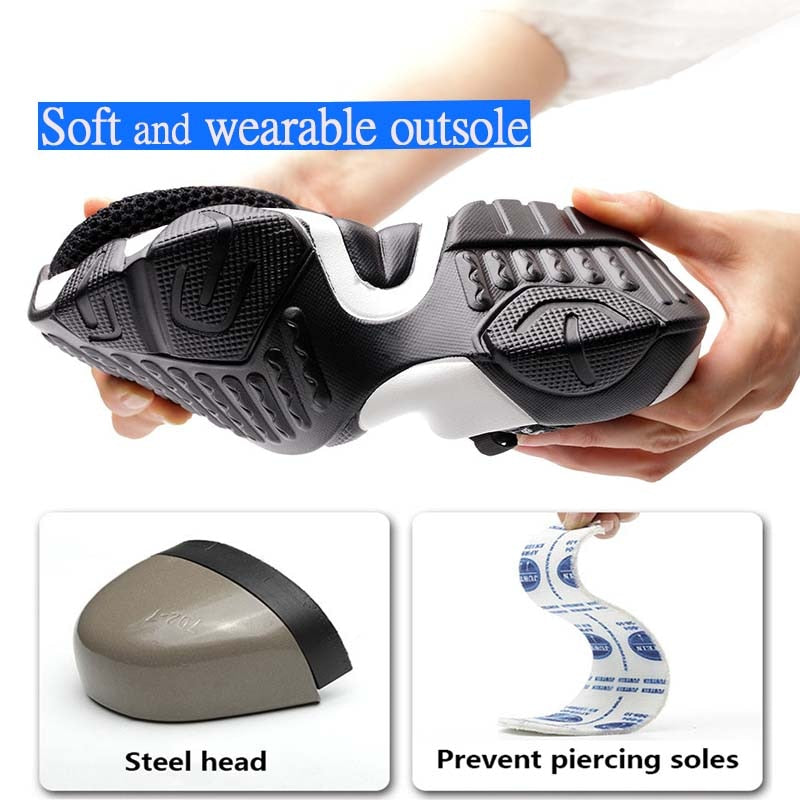 New Men Steel Toe Work Safety Shoes Lightweight Breathable Reflective Casual Sneaker Prevent Piercing Women Protective Boots 48
