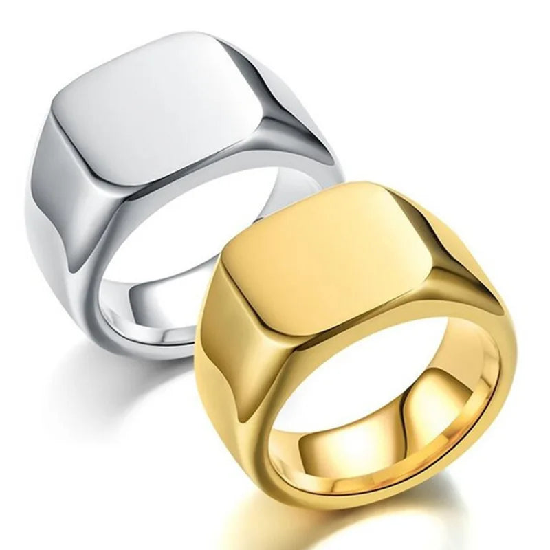 Milangirl Rings for Men Biker Style Width Signet Square Finger Rings f