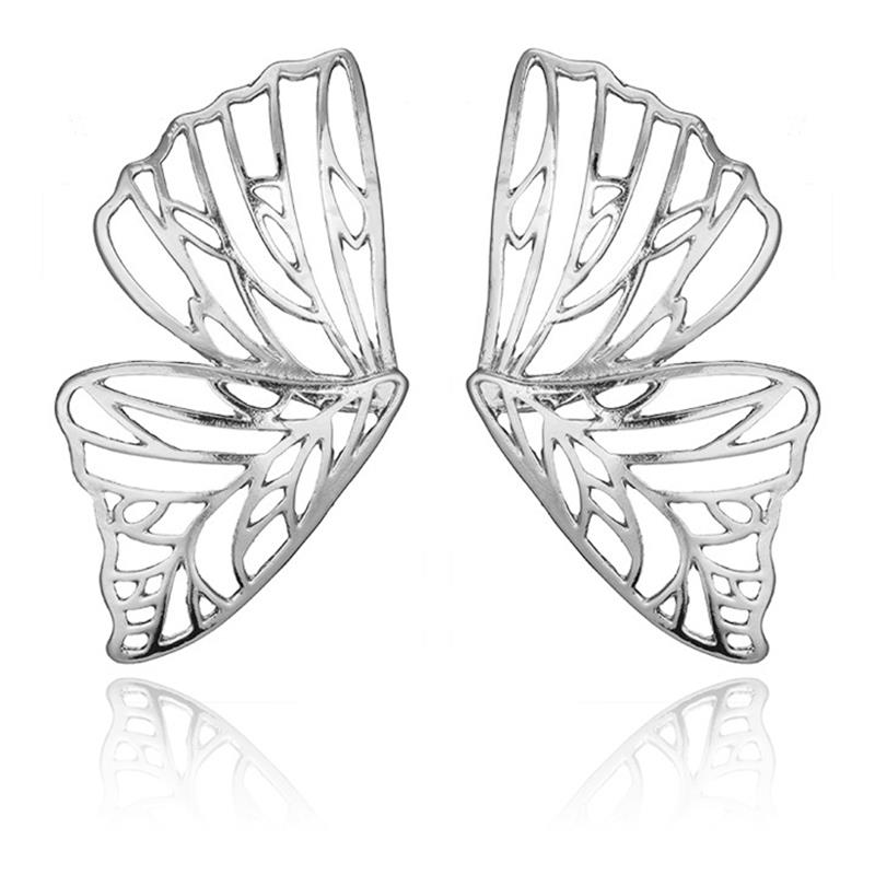 Hot Sale Hollow Big Butterfly Stud Earring for Women Metal Angel Wing Pendant Ear Statement Jewelry Party Christmas Gift