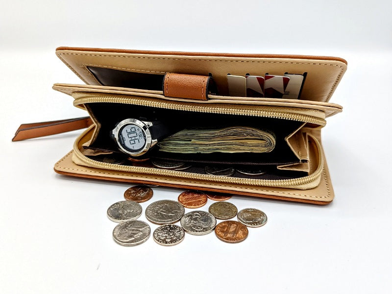 Women clutch purse, multi space crystal leaves design pulse