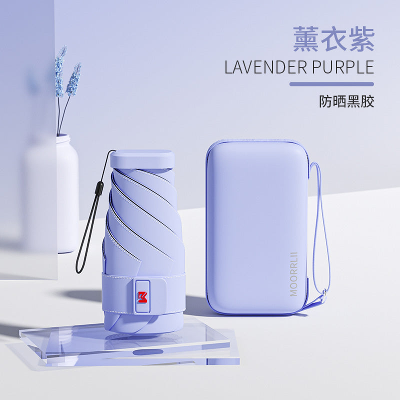 Mohunting Flat Six-Fold Sun Umbrella UV-Proof Sun Women's Sunny and Rain Dual-Use Small Portable Card Parasol Capsule